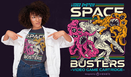 Weltraum-Alien-Monster-T-Shirt-Design