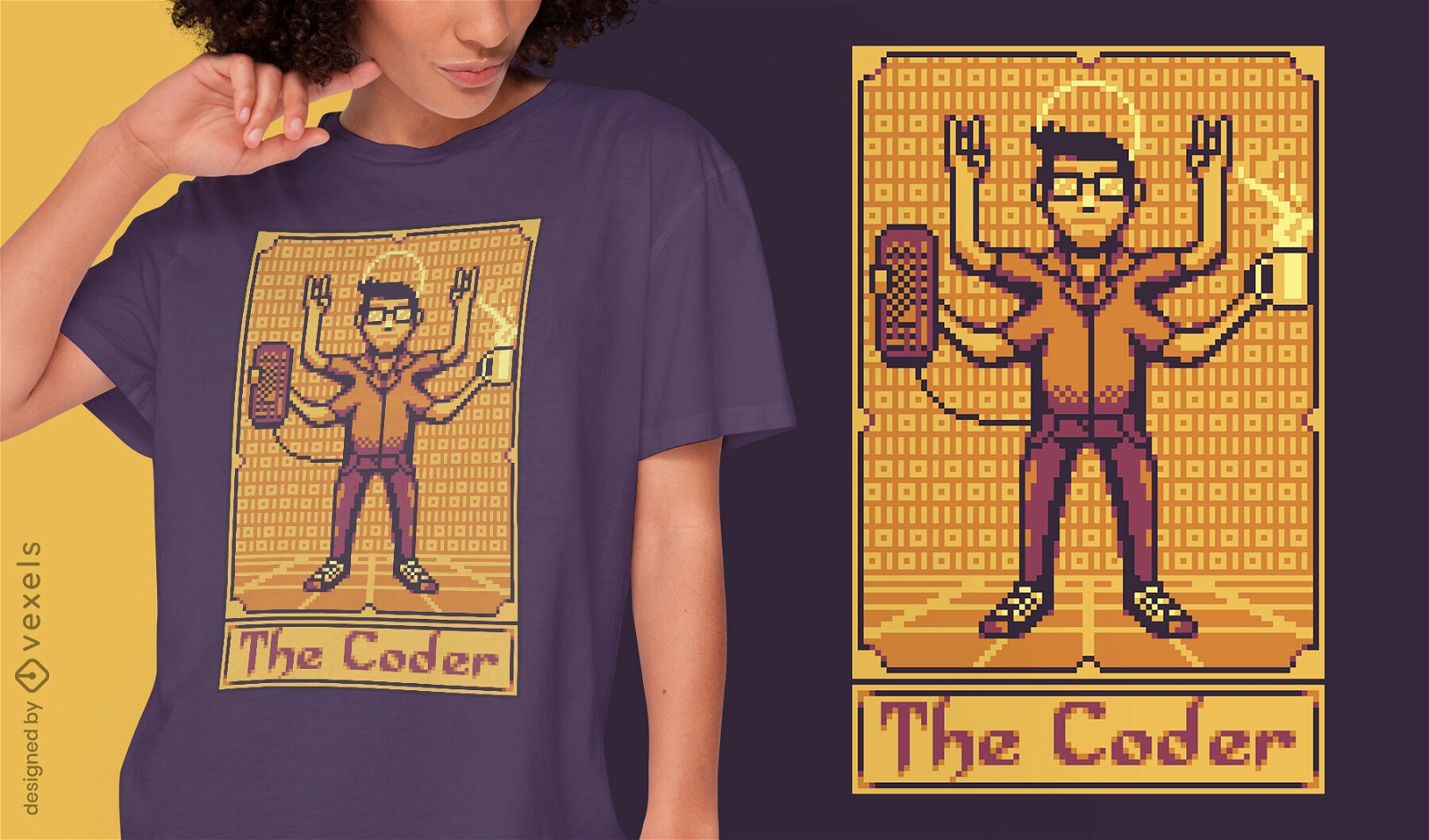 Design de t-shirt de programador de cartas de tar? Pixel