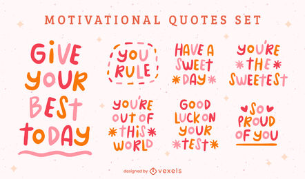 Conjunto de citas de doodle motivacionales amables