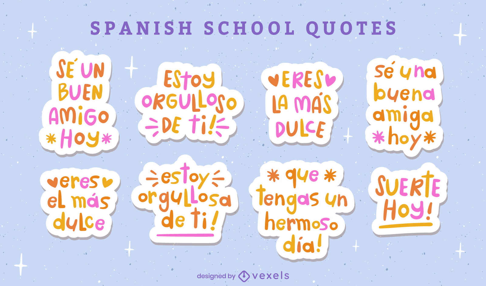 Nice kid doodle spanish quotes sticker set
