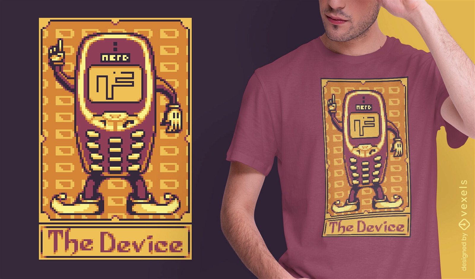 Design de t-shirt para celular com cartão de tarô Pixel
