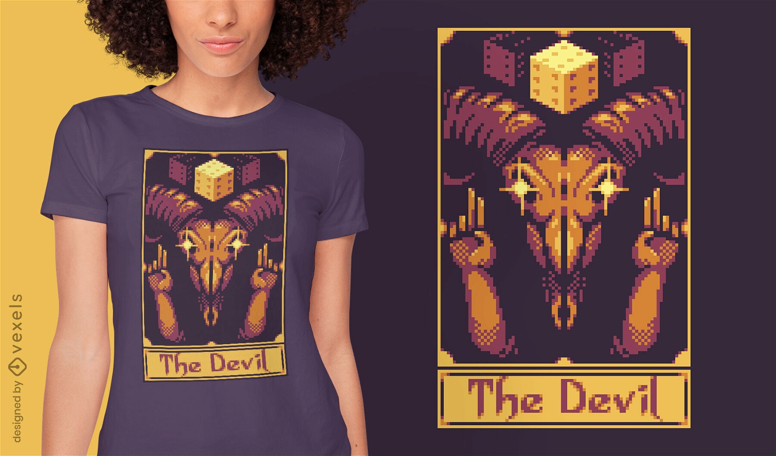 Pixel tarot card devil t-shirt design