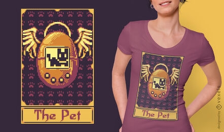 Pixel tarot card retro game t-shirt design