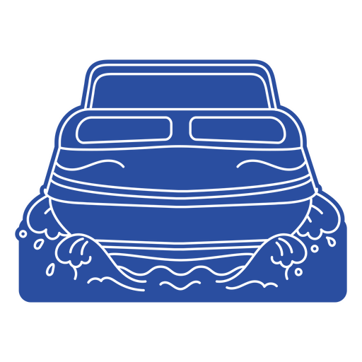 Yate de vela en la vista frontal del recorte azul de las olas Diseño PNG
