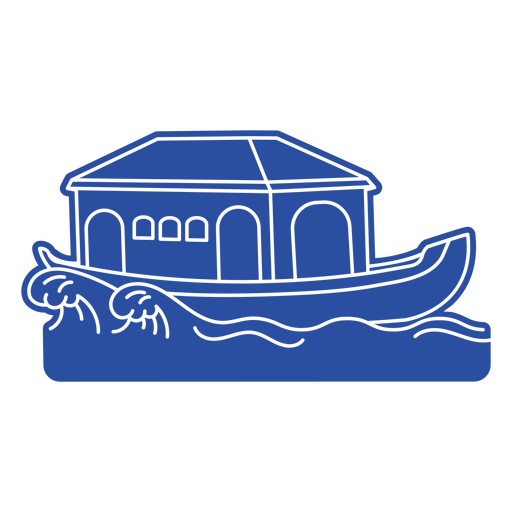 Ferry sailing on big waves blue cutout PNG Design