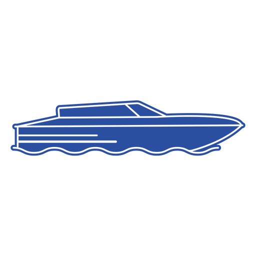 Yacht sailing sideview blue cutout PNG Design