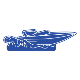 Barco na vista lateral de recorte azul de ondas grandes Desenho PNG