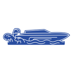 Boat sailing on big waves blue cutout PNG Design