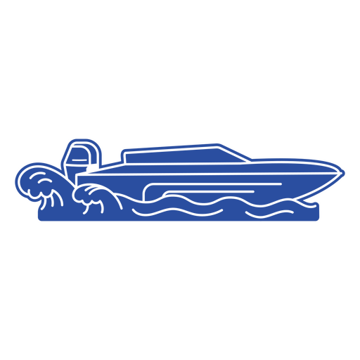 Barco navegando en grandes olas recorte azul Diseño PNG