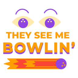 Citação plana de boliche, veja-me Desenho PNG