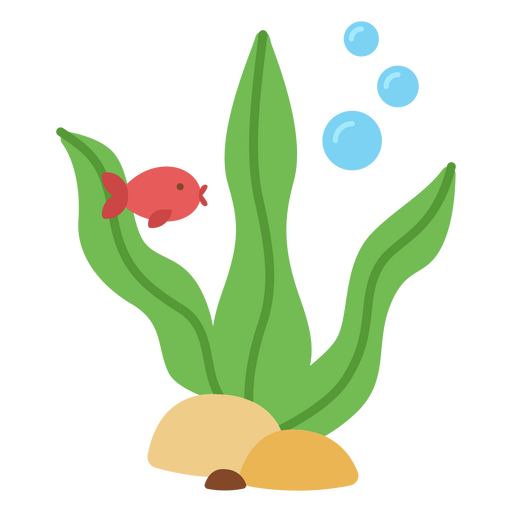 Seaweed and fish flat PNG Design