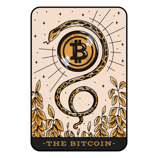 Bitcoin snake tarot card badge PNG Design