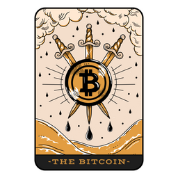 Bitcoin swords tarot card badge PNG Design