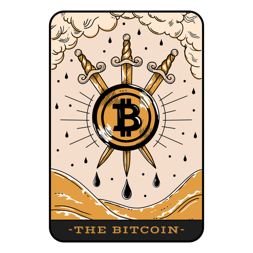 Bitcoin-Schwerter-Tarotkarten-Abzeichen PNG-Design
