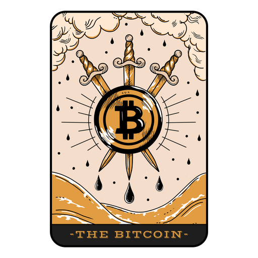 Bitcoin swords tarot card badge PNG Design