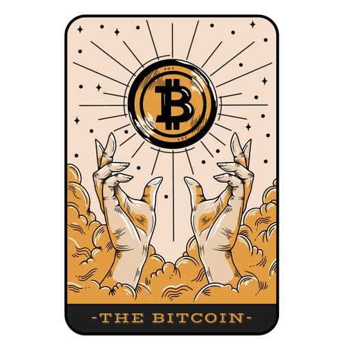 Bitcoin hands tarot card badge PNG Design
