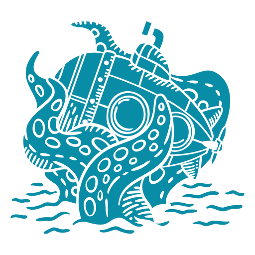 Submarino criatura marina kraken Diseño PNG