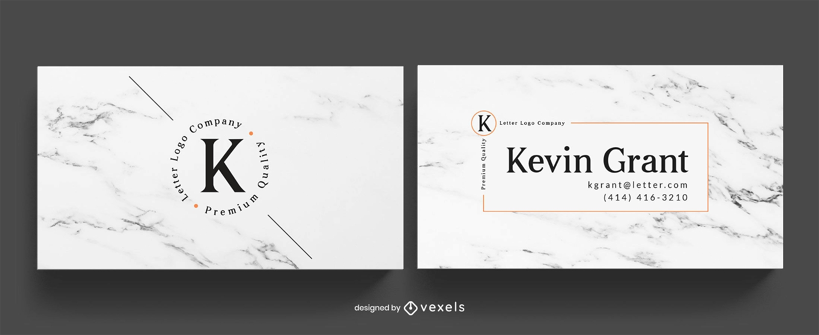 White marble business card template
