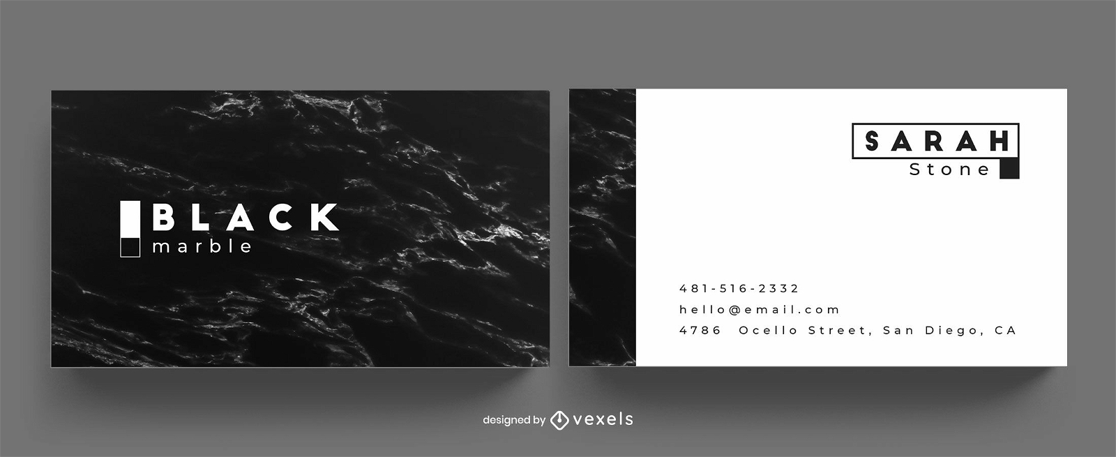 Black marble business card template