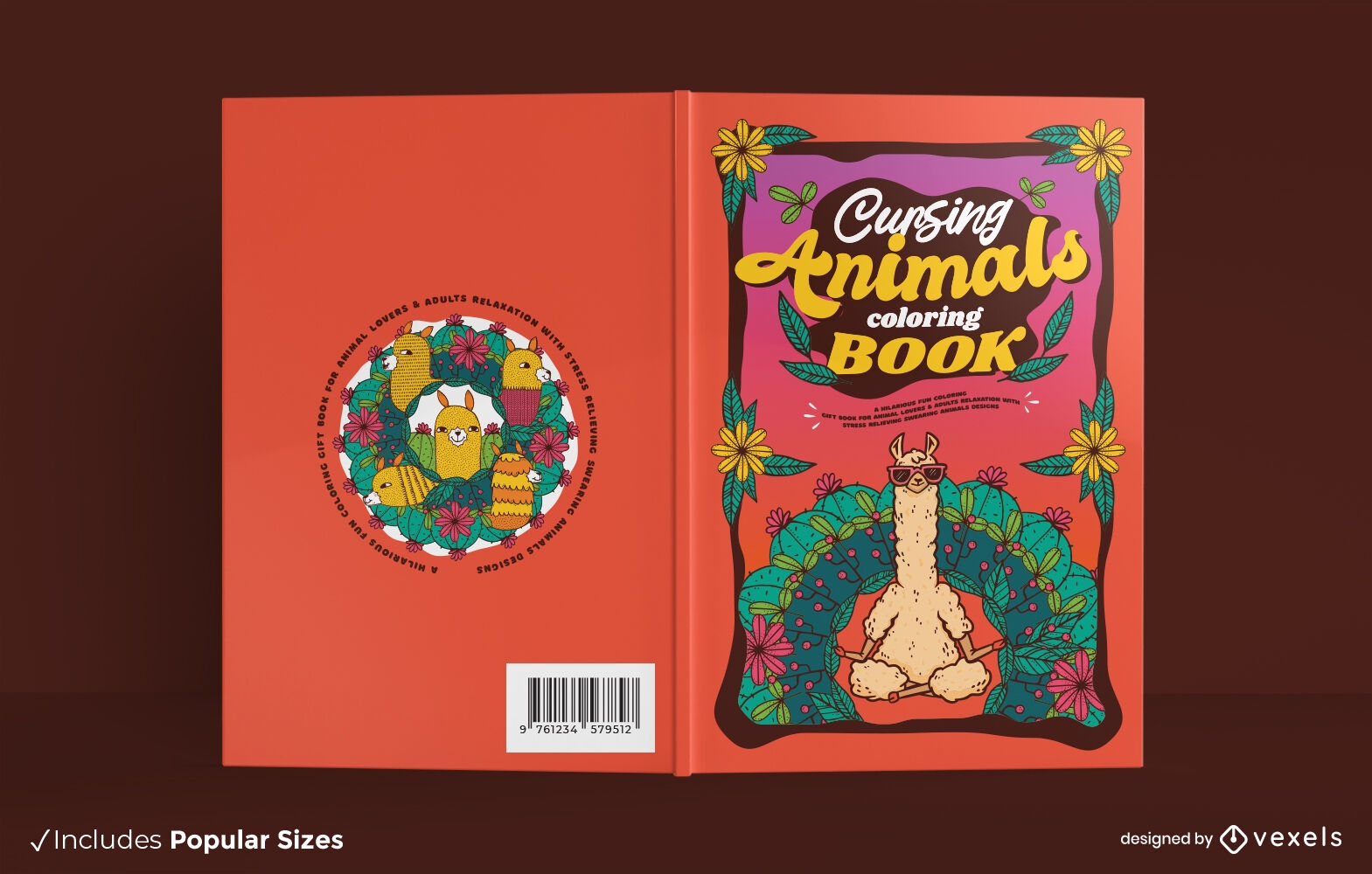Cursing animals coloring book cover design