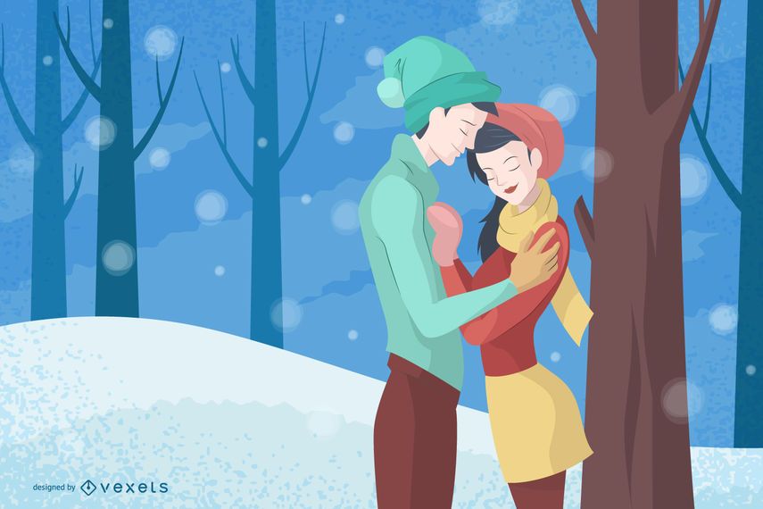 Couple in winter illustration Couple in winter illustration