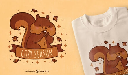 Diseño de camiseta de temporada de otoño animal ardilla.