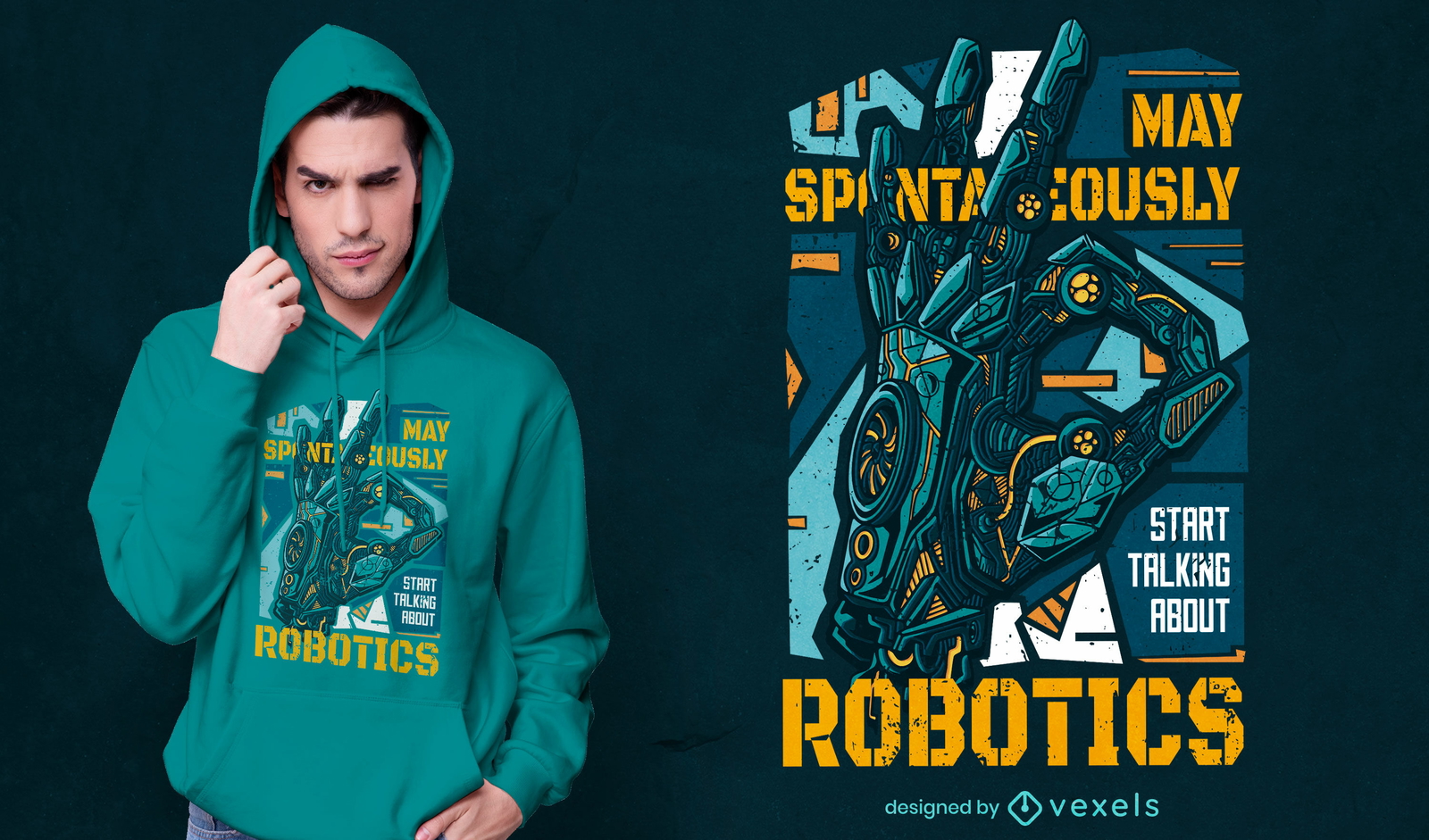 Design de t-shirt com citações de fã de robótica