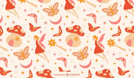 Cute fairy creature fantasy pattern design
