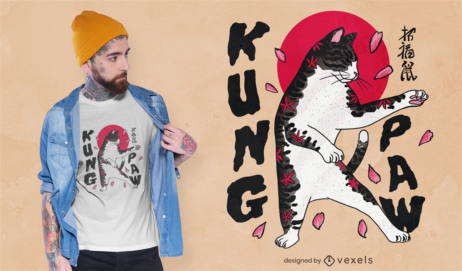 Kung-Fu-Katzen-T-Shirt-Design