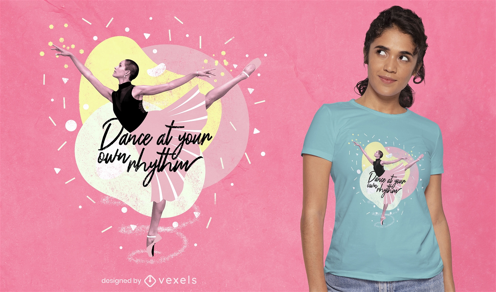Ballet dancer girl photographic t-shirt psd