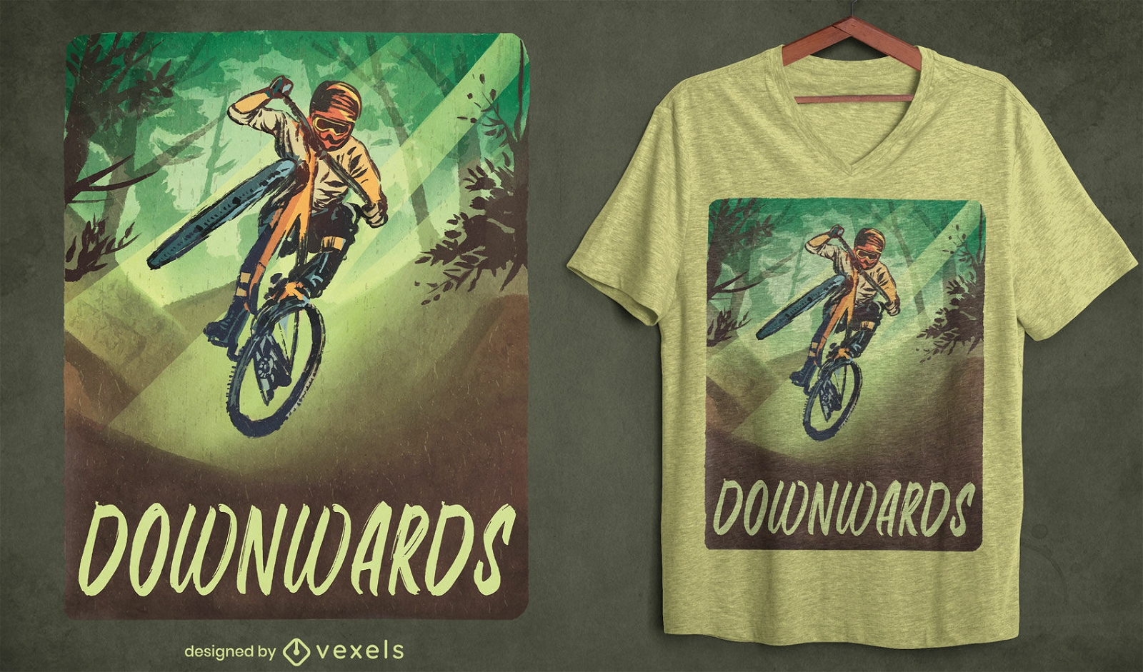 Design de camiseta psd downhill biking