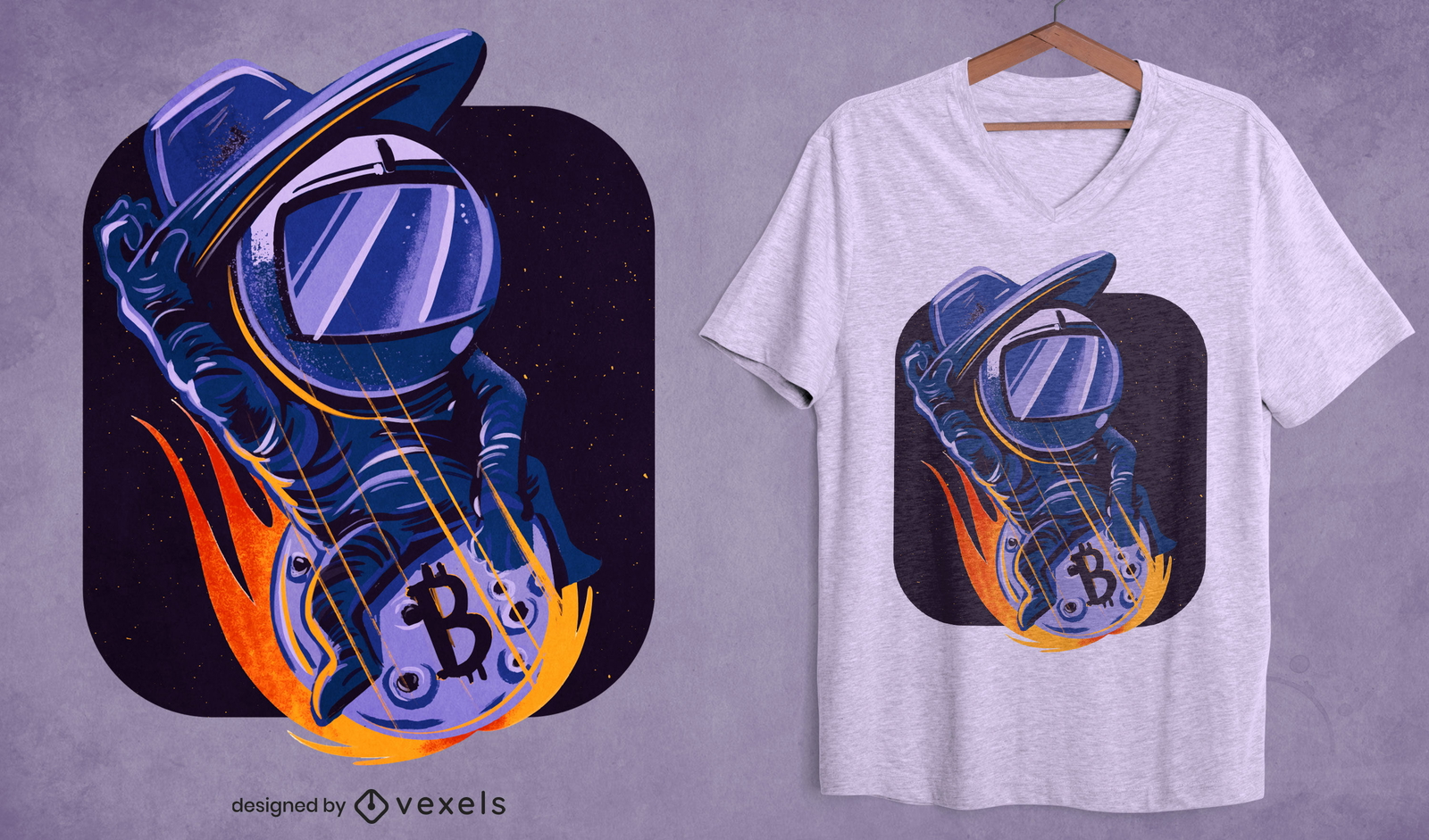 Design de camiseta criptográfica de astronauta cowboy