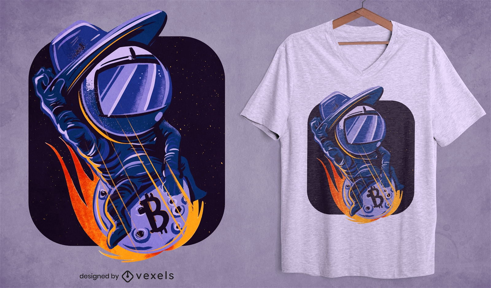 Diseño de camiseta crypto de vaquero astronauta