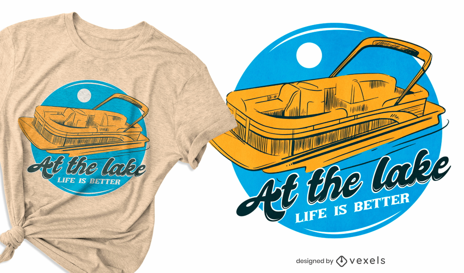 Design de t-shirt de citação de barco no lago