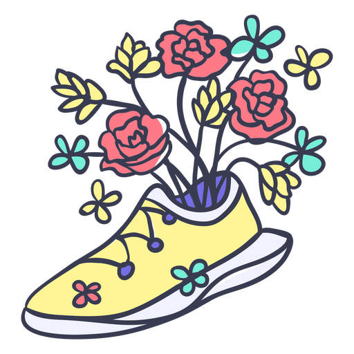 Marathon sport flower shoe PNG Design