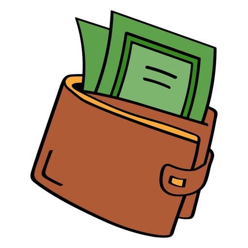 Wallet with Dollar Bills PNG Design