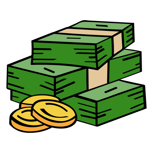 Icono de billetes y monedas de negocios de dinero Diseño PNG