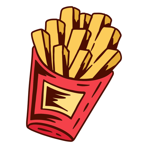 French fries color stroke food PNG Design