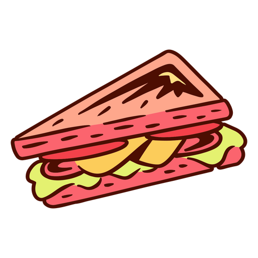 Comida de trazo de color sándwich Diseño PNG