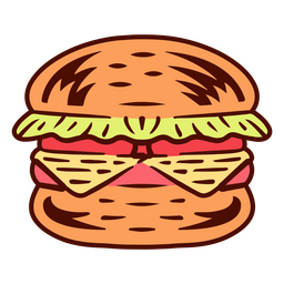 Burger color stroke food PNG Design
