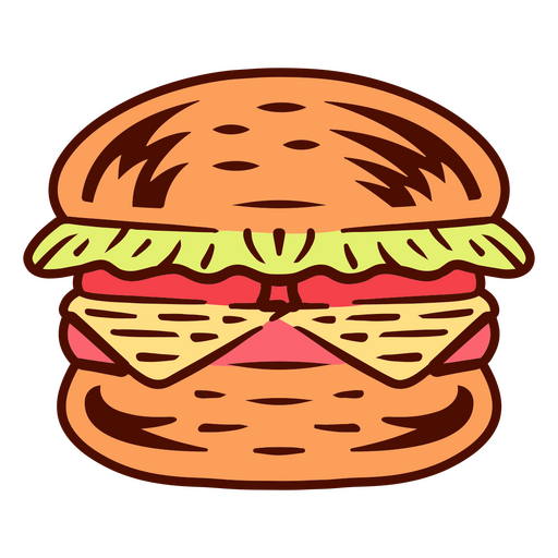 Comida de trazo de color de hamburguesa Diseño PNG