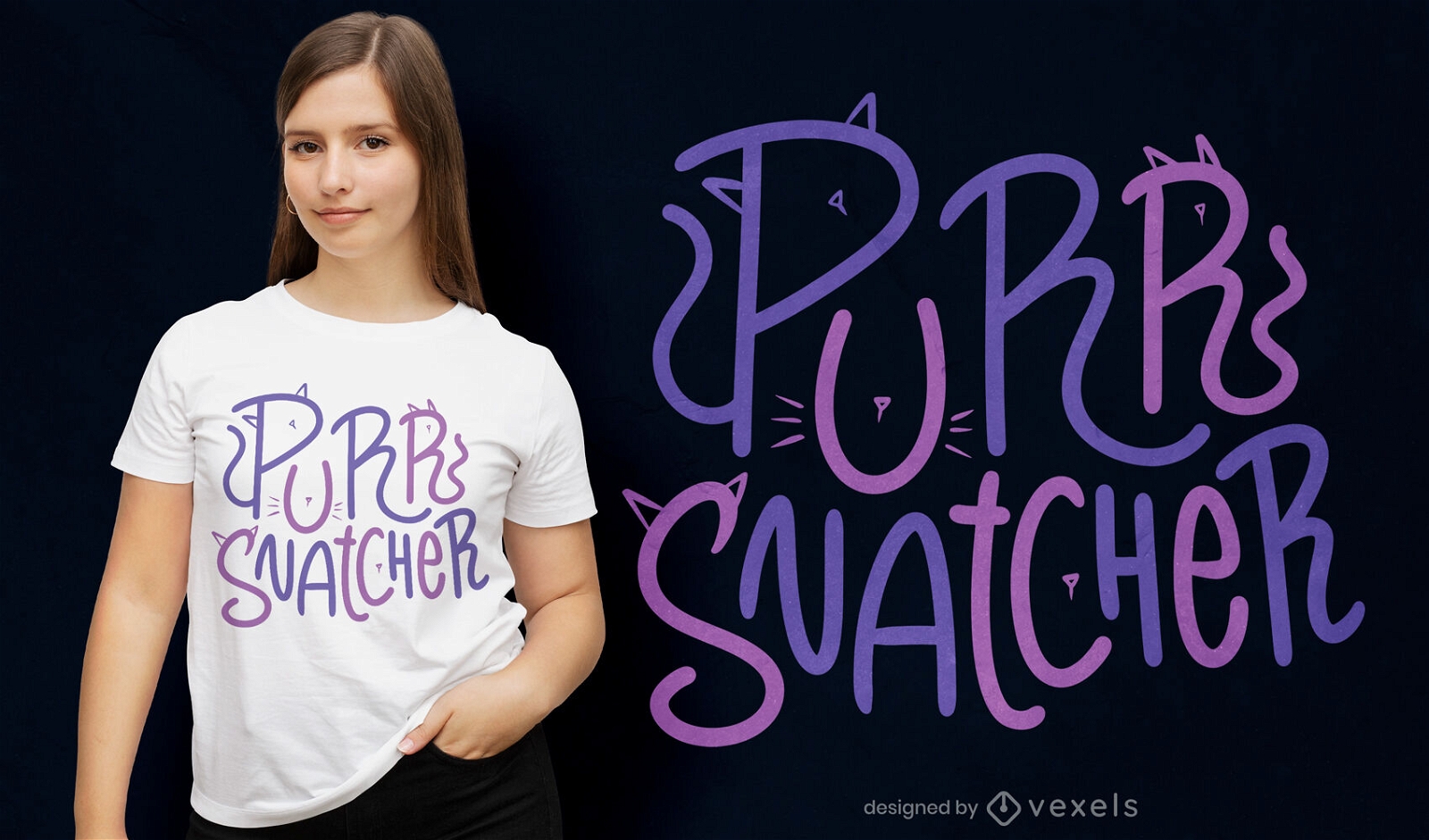 T-Shirt-Design mit Purr-Snatcher-Schriftzug