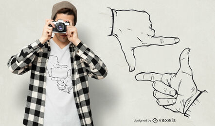 T-Shirt-Design mit fotografischen Händen