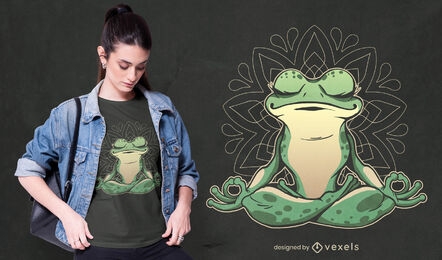 Animal de rana haciendo diseño de camiseta de yoga.