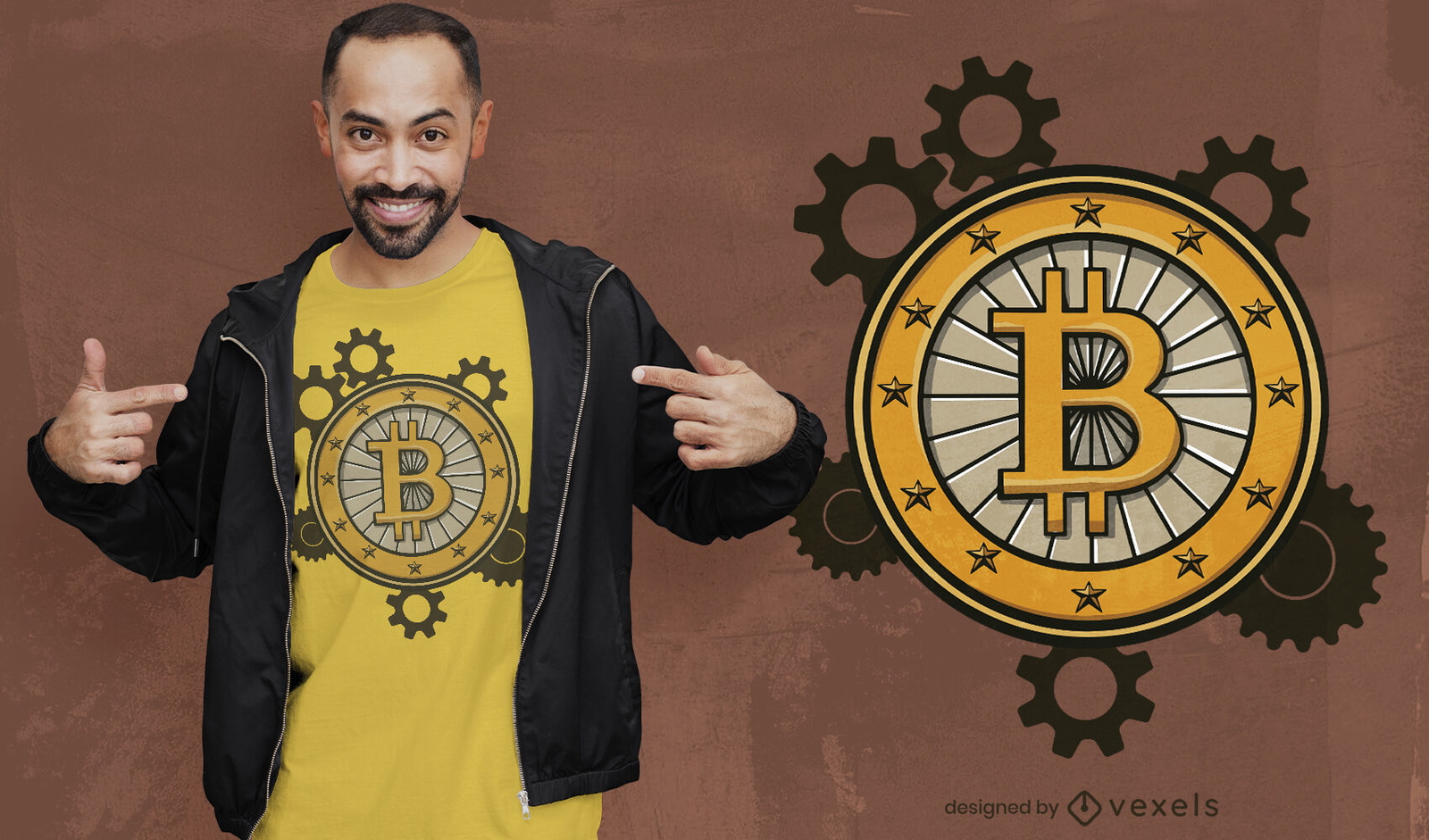 Design de camiseta de engrenagens criptográficas