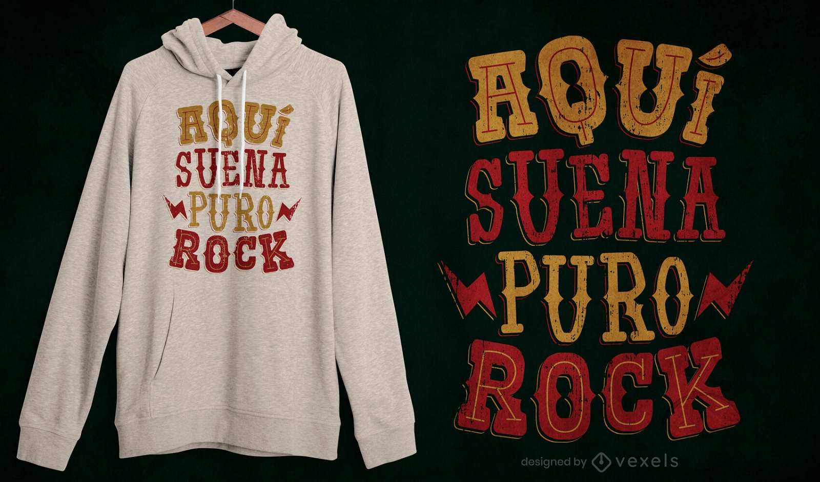 Design de t-shirt com letras em espanhol de citação de rock