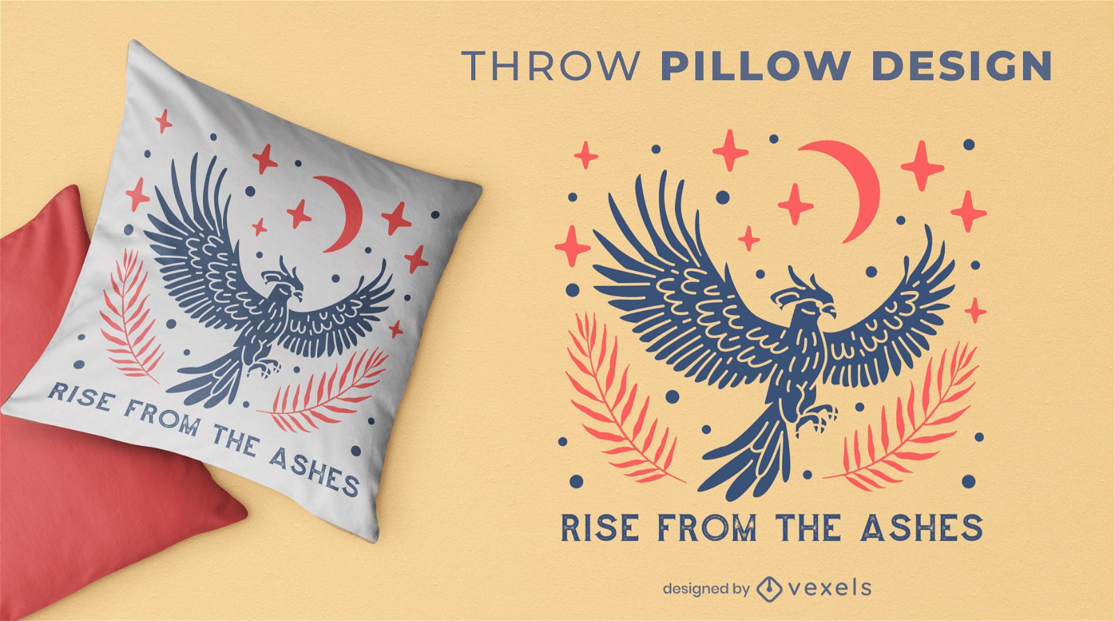 Duotone phoenix throw pillow design