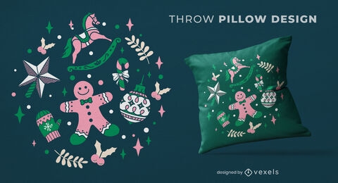 Christmas decorations throw pillow design