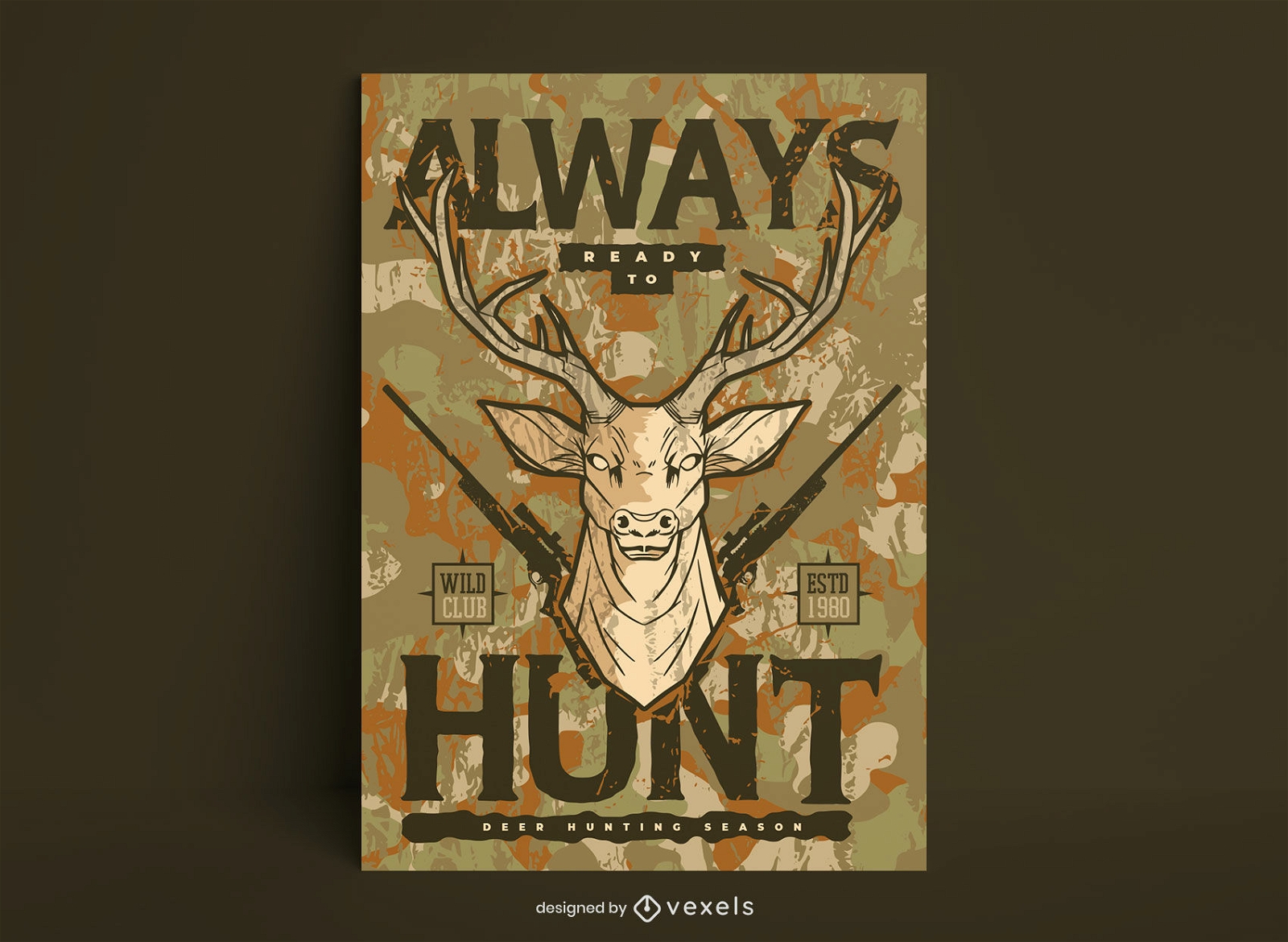 Hunting illustration poster template