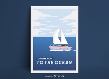 Ilustración de cartel de barco de vela